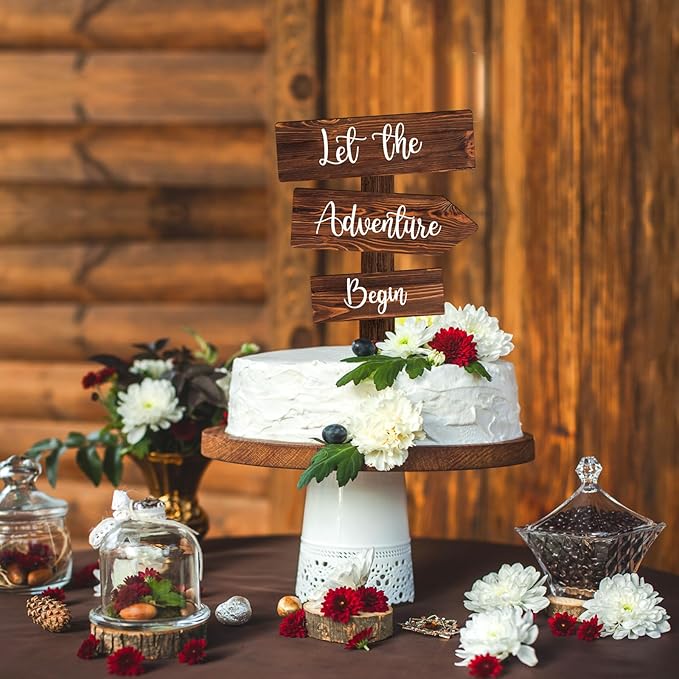 Cake Topper Rustic Wood 5 x 7.7 Inches Wedding or Baby Shower
