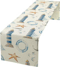 Blue Beach Table Runner, Tropical Ocean Coast Table Runner, Seashell Seasonal Nautical Restaurant Coffee Table Decorations for Home Holiday Party Indoor Outdoor 13x90 Inch