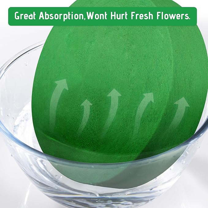 Max Shape 6 Pcs Floral Foam Round Blocks, Large Wet and Dry Green Foam for Artificial and Fresh Flower Arrangement,Flower Foam Blocks for Wedding Party Decorations (9.8 Inch)