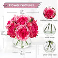 Peonies Artificial Flowers with Vase Faux Flowers Peony Fake – Hot Pink