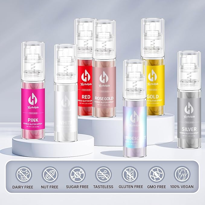 Iridescent Edible Glitter Spray, 10g, Gluten Free for Cakes and Drinks
