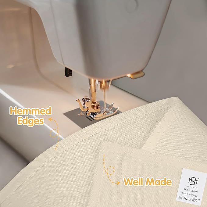 Tablecloths, 70 x 120 Inch Rectangular Polyester, Beige, 10 Count