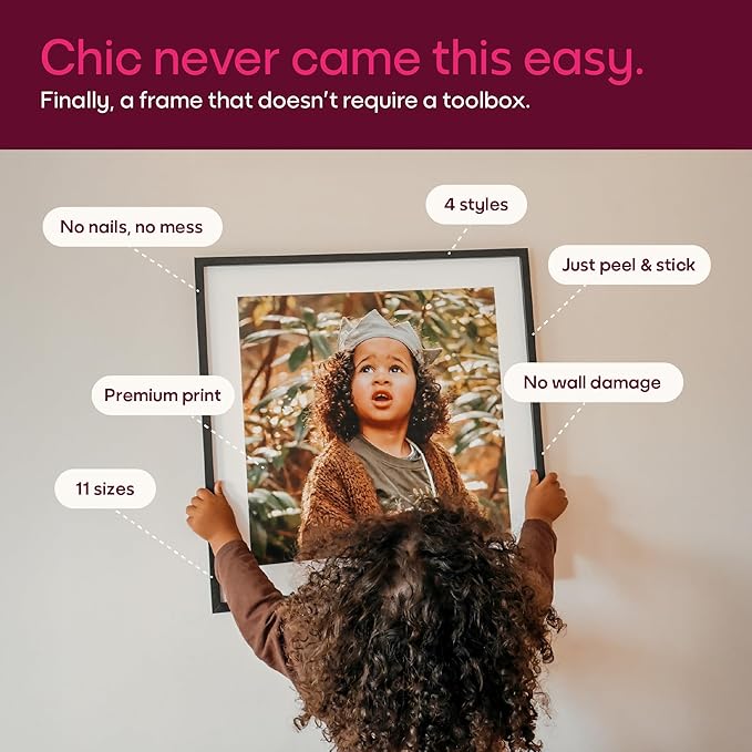 Mixtiles Official - Custom Photo Tiles - Personalized Printed Photos - Magnetic Wall Frames - Adhesive Sticker, No Nails - Various Sizes and Frames - 8x8-9Tile - Black Frame