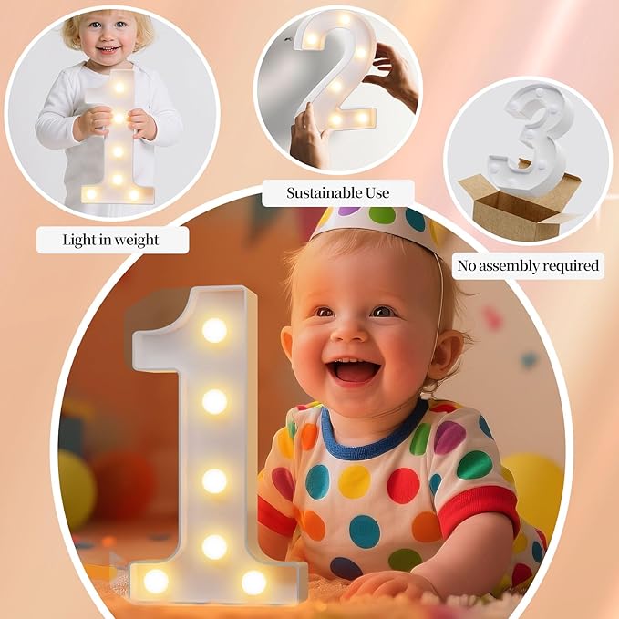 LED Marquee Light Up Numbers Sign - Lighted Birthday Numbers Sign for Birthday Party Decoration, Bar Wall, Home, Table Room, Wedding and Christmas Decorations, Number 6