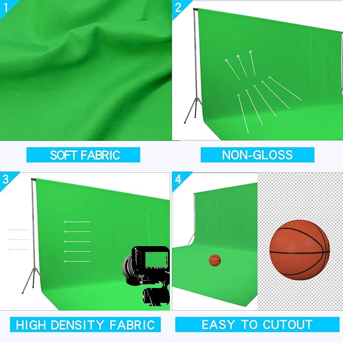 ISSUNTEX 10X20 ft Background Muslin Backdrop, Photo Studio, Collapsible High Density Screen for Video Photography and Television-Green