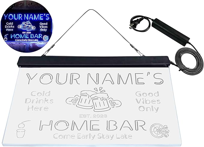 ADVPRO Personalized Your Name Custom Home Bar Beer Established Year Dual Color LED Neon Sign White & Blue 16 x 12 Inches st6s43-p1-tm-wb