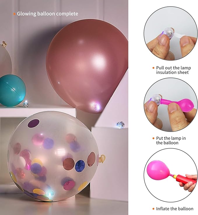 Aogist 200pcs Red Balloon Light,Long Standby Time Waterproof Mini Ball Light,Round LED Flash Lamp for Paper Lantern Balloon Party,Wedding,Birthday,Festival,New Year and Christmas Decorative