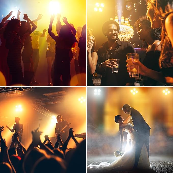 Stage Lights, 4X100W COB Spotlight LED Par Can Retro Lights, 2 in 1 Cool White & Warm White DMX512 Sound Activated Blinder Uplights for Events Parties Wedding Church Concert Studio Show Dance - 2Packs