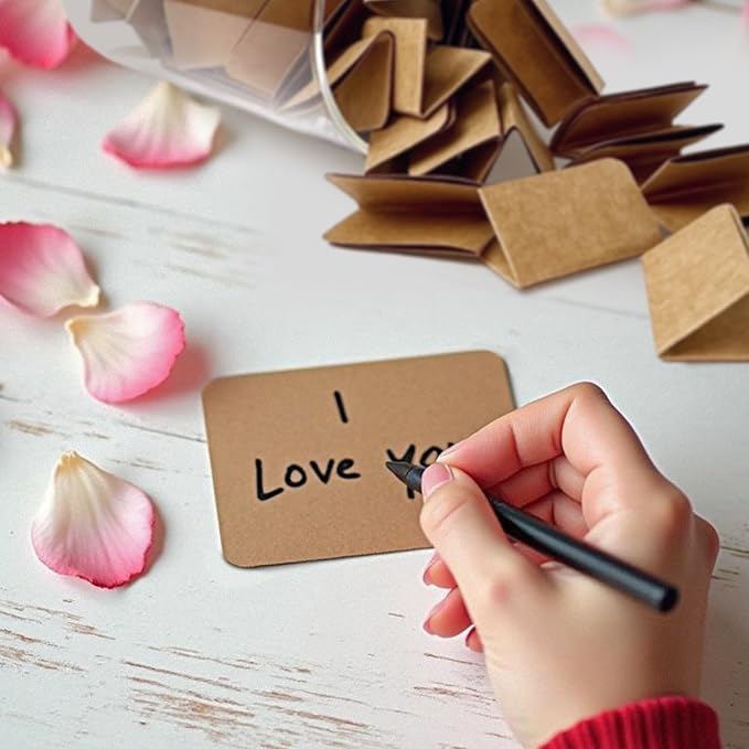 Greeting Cards Love Note Jar with 50 Blank Cards, Glass and Bamboo Lid