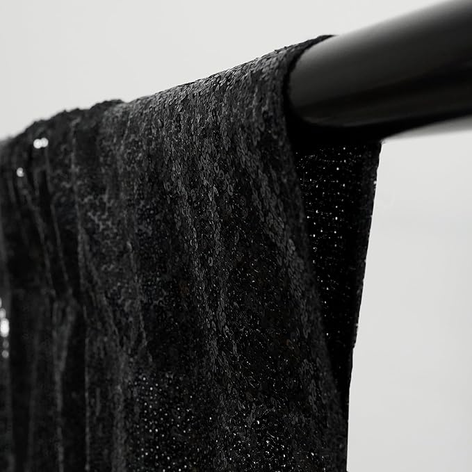 Poise3EHome 5Ft x 7Ft Black Sequin Backdrop, Glitter Thick Sequin Background Drapes Sequence Xmas Thanksgiving Backdrop for Wedding Party Holiday Festival Decor