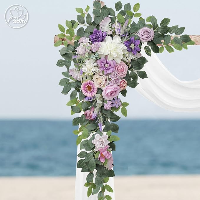 Artificial Wedding Arch Flowers, Silk and Foam, 2-Piece Set with 20 Stems