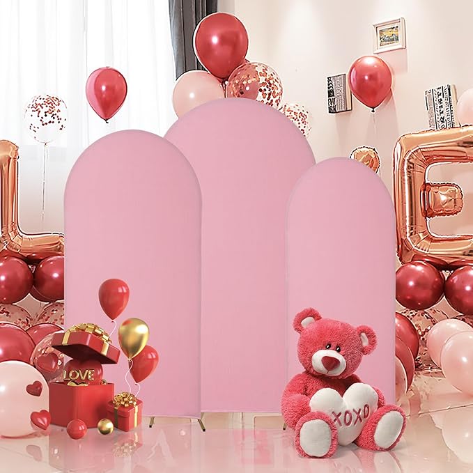 Background Support Equipment: Pink Metal Arches, Set of 3 with Fabric