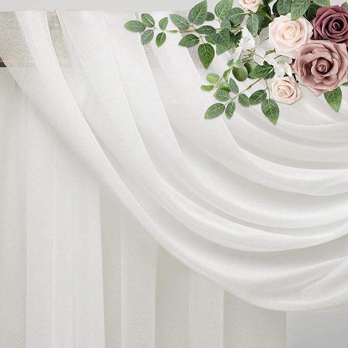 Wedding Arch Draping Fabric 6 Panels 28.7" x 20FT Ivory Sheer Chiffon Backdrop Drapes for Wedding Ceremony Birthday Party Bridal Shower Outdoor Decoration