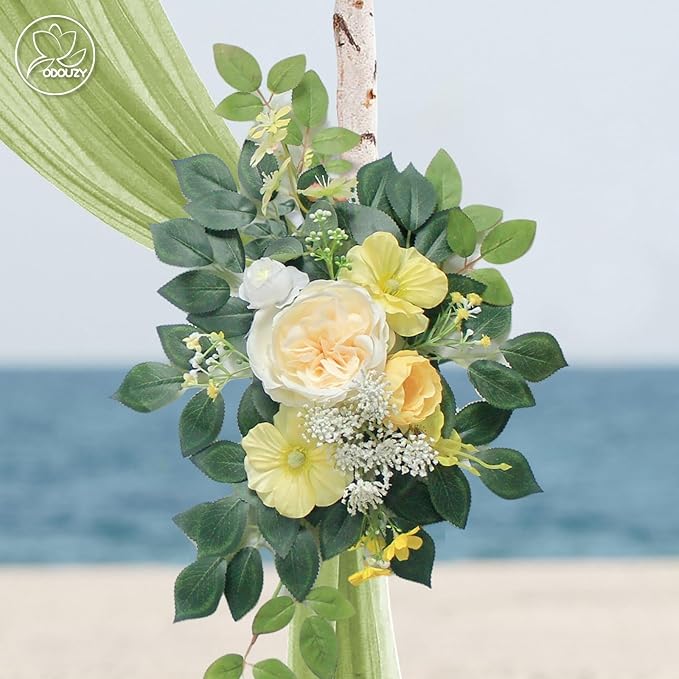 Artificial Flowers Wedding Arch Kit, 2 Pieces with 20 Plastic Stems