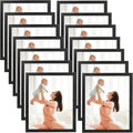 CRUGLA 8x10 Magnetic Picture Frames for Refrigerator 12 Packs, Modified Magnetic Sheet with Self Adhesive Backing, Black 8 by 10 Magnetic Photo Craft Frame Set for Glass Window Door Cubicle