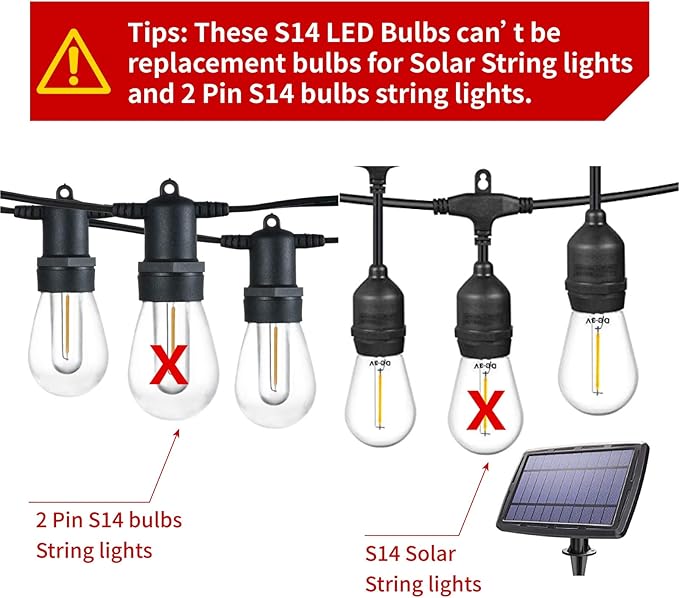 LED Edison Bulbs, 30 Pack S14 Warm White, Shatterproof