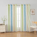 FANLI Ombre Rainbow Blackout Curtains for Kid Girls Bedroom Living Room Darking Stripe Double Layer Star Cut Out Wall Home Decor Gradient Grommet Window Curtains （Blue Green 52Wx72L）