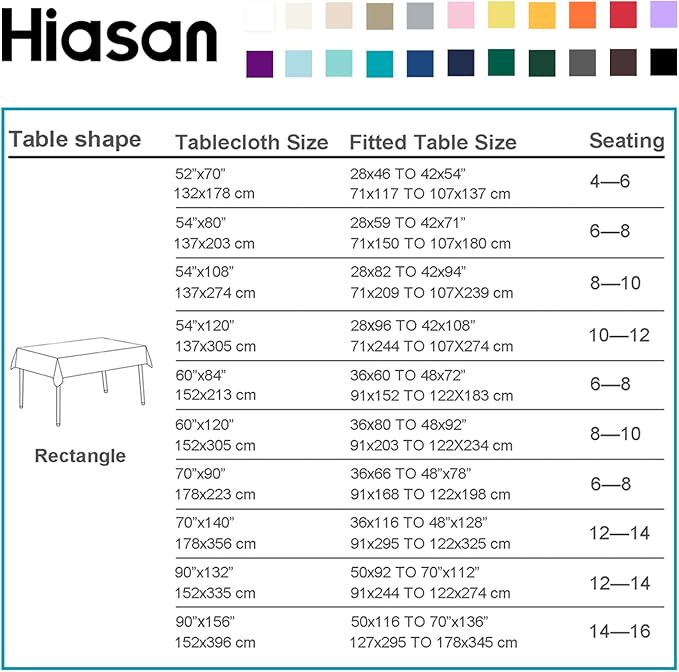 Hiasan Light Gray Rectangle Tablecloth - Waterproof Spillproof and Wrinkle Resistant Washable Polyester Table Cloth for Dining Party, 54 x 108 inch