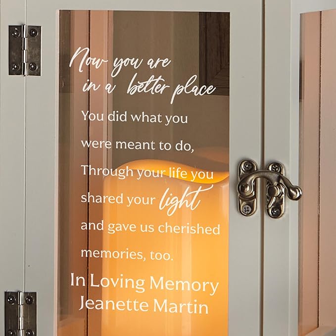 Decorative Candle Lantern, Personalized Memorial, Wood and Copper Finish