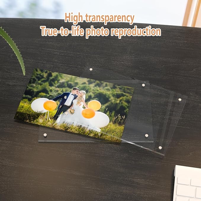 HELPLEX Picture Frames, 6 Pack 8x10 inch Acrylic Picture Frame Clear 8 x 10 Photo Frames Magnetic Picture Frames Ready for Tabletop Display, Effectively Protect Photos from Fading and Yellowing