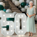 Marquee Numbers 3 Feet Tall Big Light Up Numbers 50th Birthday Decorations Women Men White Anniversary Party Decor Large Cardboard Prop Backdrop Sign 50