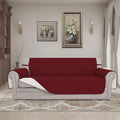 Sofa Slipcover for 3-Cushion Couch, Reversible Red/Ivory Quilted Microfiber