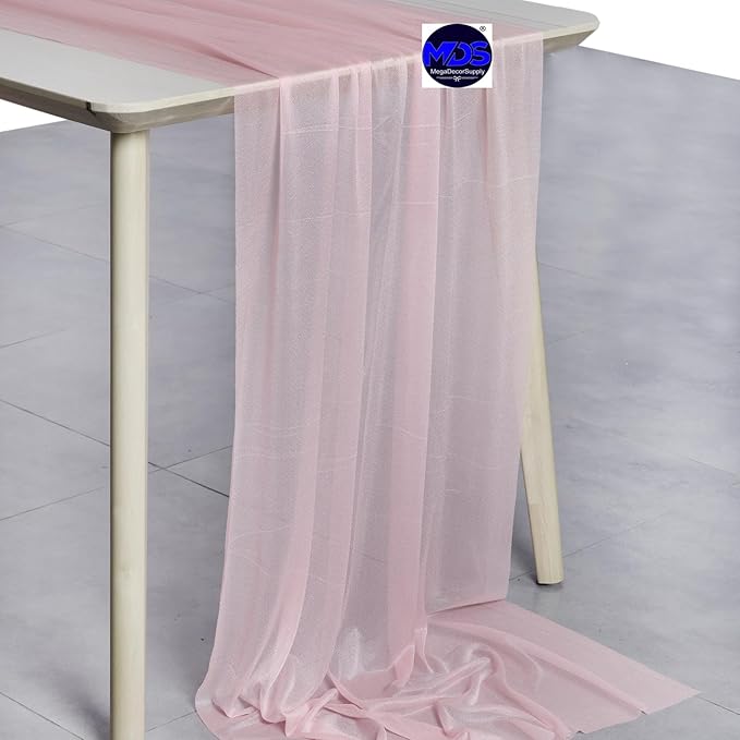 MDS Halloween Chiffon Table Runner - 5 Pack, 29 x 170 Inches, 14ft Each - Sheer Spooky Table Runners for Haunted House Parties, Trick-or-Treat Tables, Witchy Décor, Wedding & Events - Blush Pink