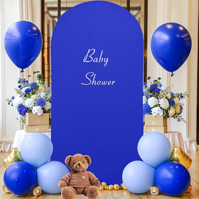 7.2FT Royal Blue Arch Backdrop Cover - Polyester Fitted Wedding Arch Stand Covers Round Top Chiara Arch Backdrop Cover for Birthday Party Banquet Photo Background Decoration