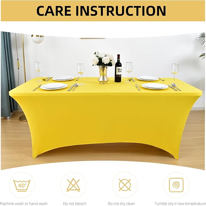 6-Pack 6ft Spandex Table Covers for Rectangle Standard Folding Tables - Wrinkle Resistant Stretch Tablecloths - Ultimate Fitted Table Protector for Parties, Trade Shows, Wedding