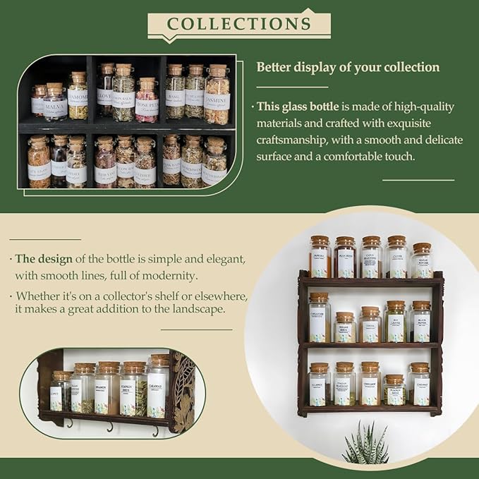 JIUYUE 10 pcs 20 ml Glass Bottles with Cork,Storage Bottles for Liquids(0.67 oz-1.45x1.57 inch)