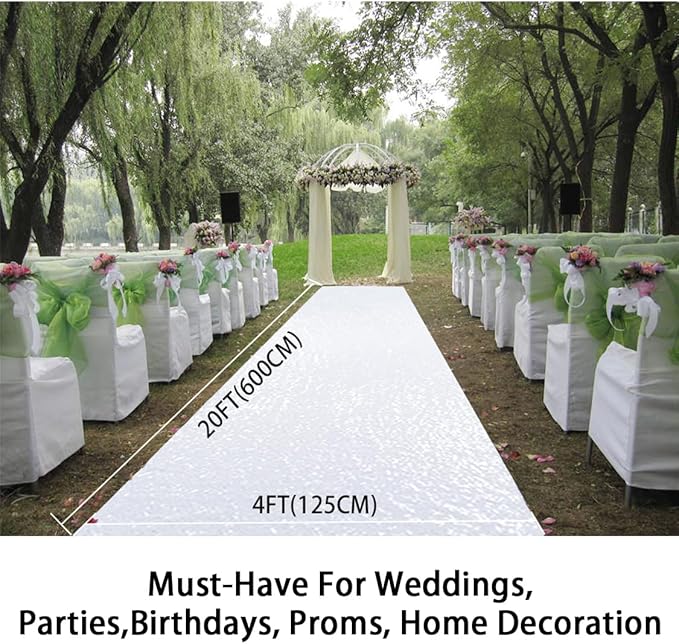 White Wedding Aisle Runner, 4 x 15 ft Rectangular Outdoor Rug