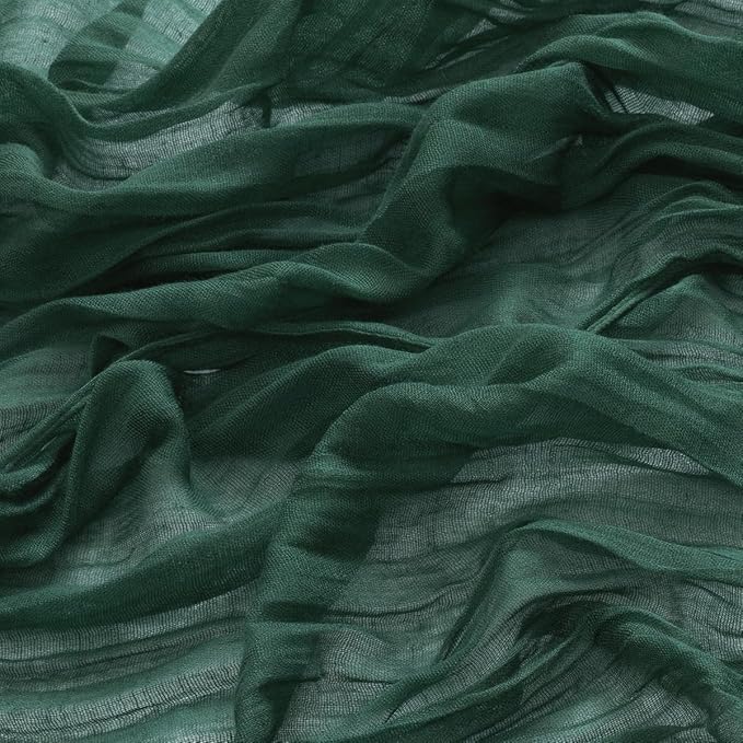 MLMW Christmas Table Runner Cheesecloth Emerald Green Table Runner Boho Cheese Cloth Gauze 160 inch Rustic 13.3ft for Party Wedding Baby Bridal Shower Birthday