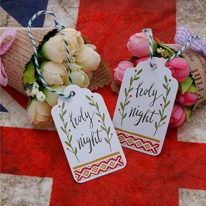 Custom Hang Tags, Personalized Logo Text Price Tags Kraft & Paper Gift Tags with Jute for Jewelry Crafts Wedding Birthday Celebrating Christmas Day Thanksgiving, 100 Pack (1.7x2.79 INCHES)