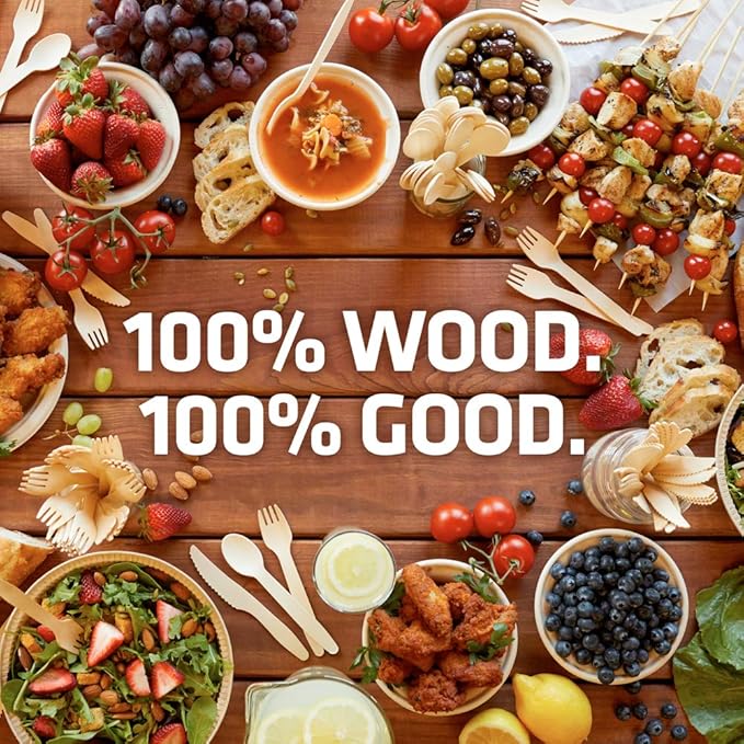 Disposable Wooden Forks, 2000 Count, Natural Wood Finish