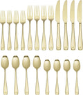 Champagne Satin Stainless Steel Flatware Set, 20 Piece for 4