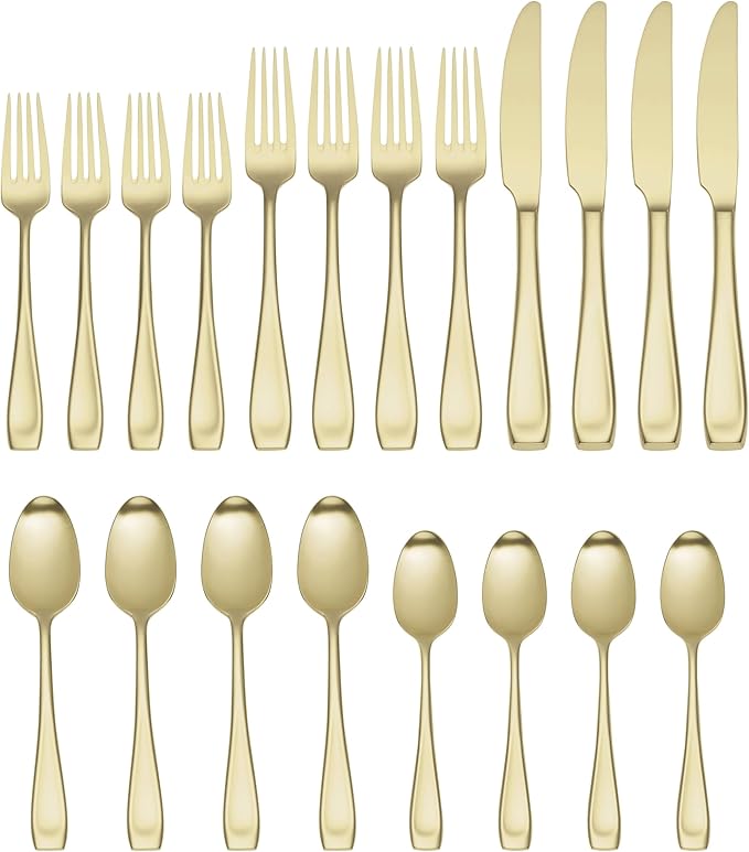 Champagne Satin Stainless Steel Flatware Set, 20 Piece for 4