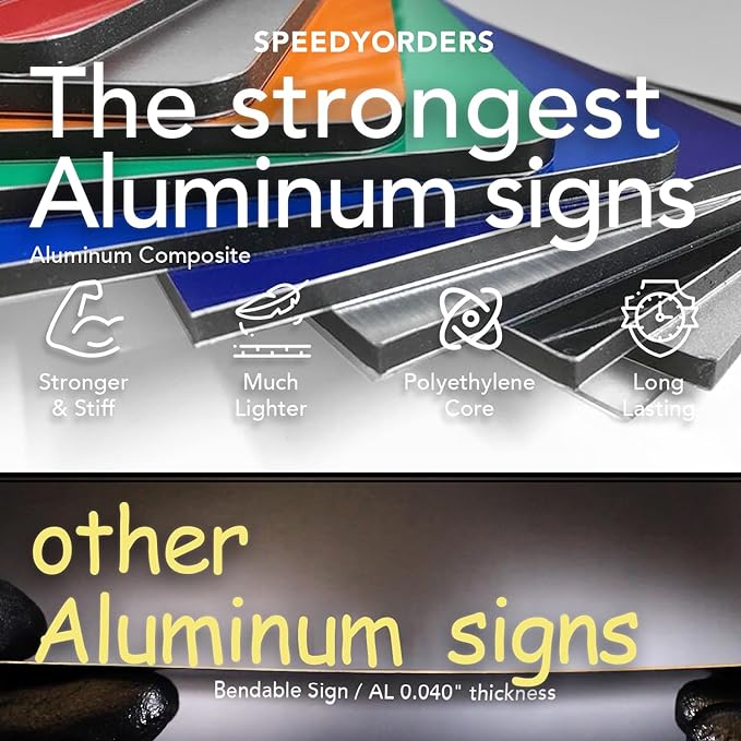 Custom Metal Signs, Personalized Aluminum, Customized Safety, Business Signs, Waterproof Outdoor, White Aluminum (Blue Background, 42x28 In)
