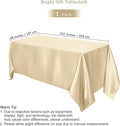 Champagne Satin Tablecloth 102 X 58 Inch Overlay Satin Table, 1 Pack