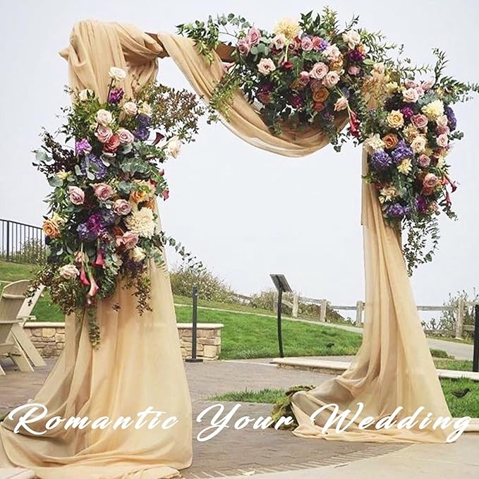 Wedding Arch Draping Fabric, 4 Champagne Chiffon Panels, 20 Ft Long