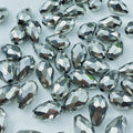 130pcs 6x8mm Teardrop Crystal Glass Beads Vertical Hole Faceted Glass Teardrop Spacer Beads for Bracelets Necklace Earring DIY Jewelry Making Craft(Silver)