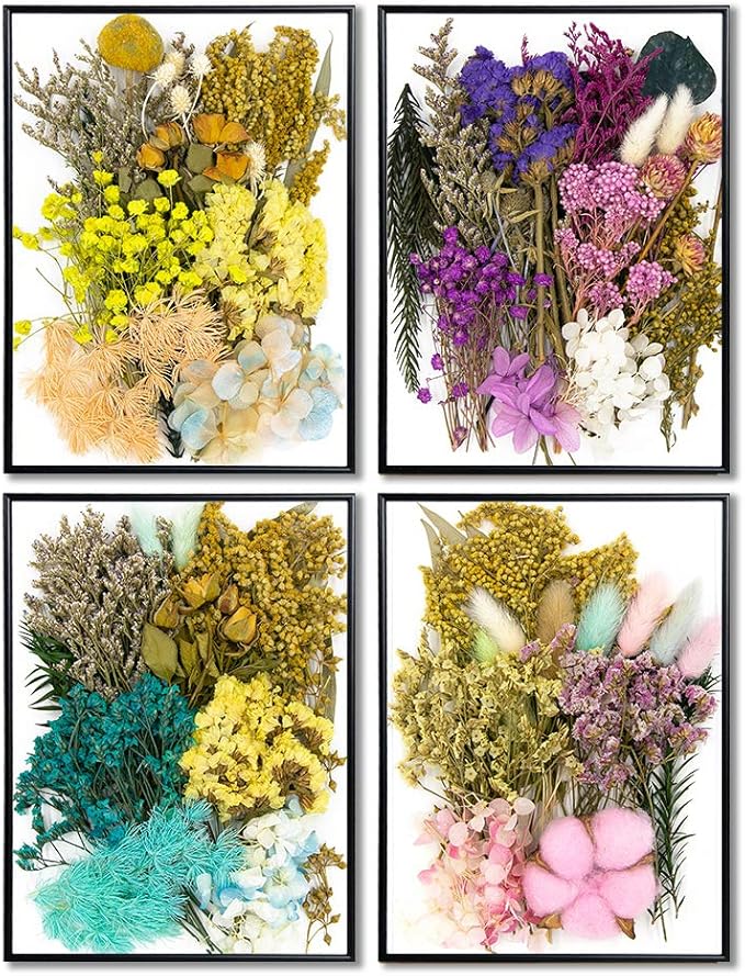 Vignee Real Dried Pressed Leaf Flowers-Multiple Colorful Pressed Flowers Daisies for Craft Resin Jewelry Making Art Craft DIY and Soap Candle Scrapbooking DIY Resin（Yellow）
