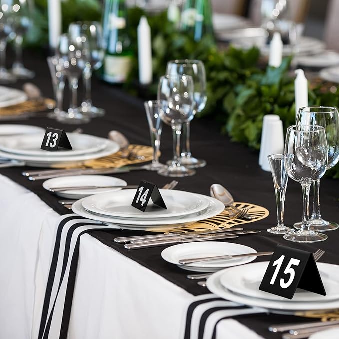 Tuanse Table Numbers 1-25 Acrylic Double Side Numbered Table Tents Plastic Restaurant Wedding Numbers Cards Signs for Party Banquets Wedding Reception(Black, White)
