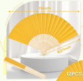 Foldable Hand Fan, 12 Pcs, 8.3 Inch Yellow Paper Fans for Lemon Party