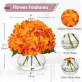 Hydrangea Artificial Flowers in Vase Silk Fake Flowers – Orange