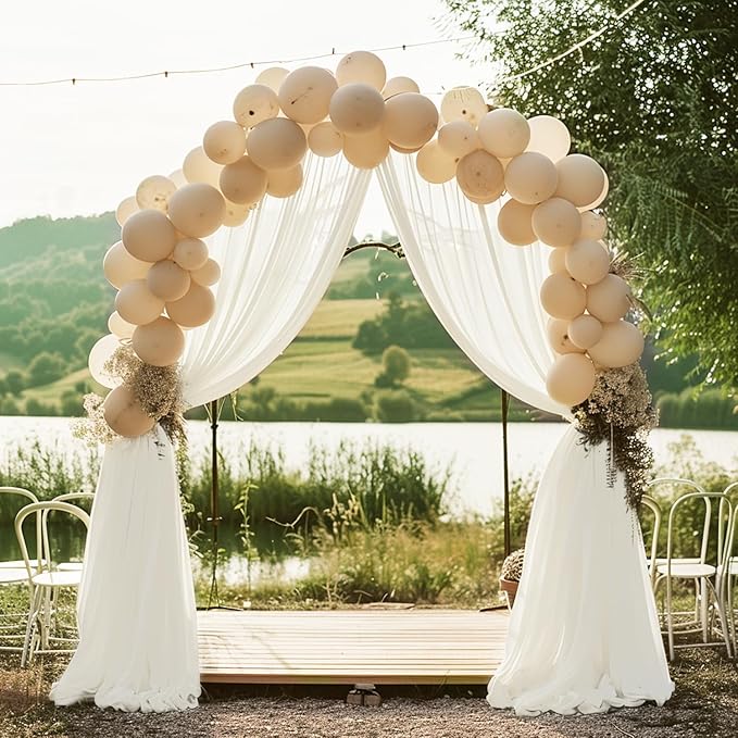 Wokceer Wedding Arch Draping Fabric 3 Panels 28.7" x 20FT Ivory Drapes Sheer Fabric Backdrop Arch Draping for Wedding Ceremony Birthday Party Bridal Shower Decoration