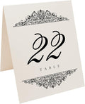 Table Number Cards, Numbered 1-110, Black Paisley Design
