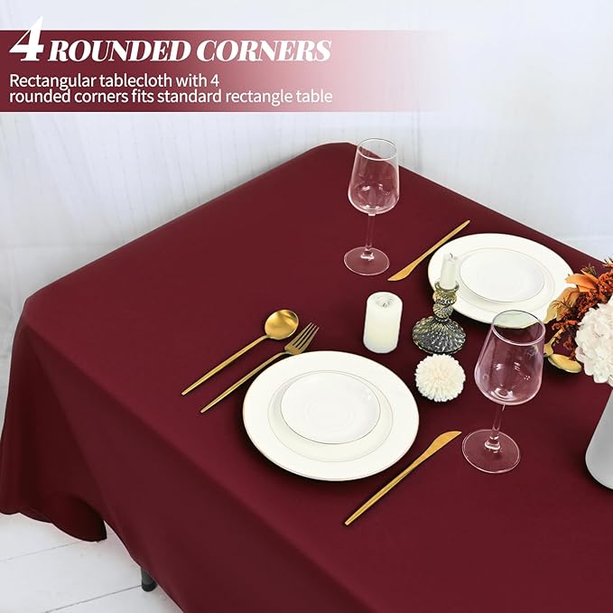 12 Pack 60 x 126 Inch Rectangle Tablecloth Burgundy Polyester Tablecloth for 8 Ft Rectangle Tables, Washable Fabric Table Cloth for Wedding Dining Table Buffet Parties Camping
