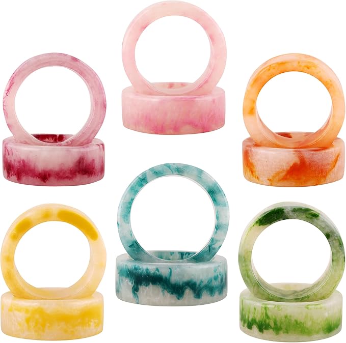 Napkin Rings - Set of 12 Pastel Glossy Epoxy Resin Holders