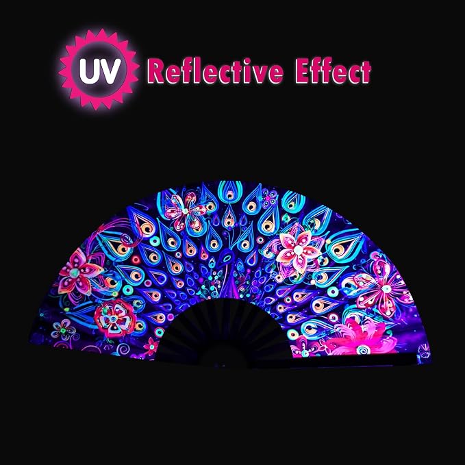 Boots on The Ground Fan, Large Folding Hand Fan for Women and Men, Popping Fans for Line Dancing for Raves, EDM, Dance Party, and Home Decoration