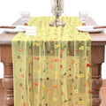 Embroidery Daisy Fall Thanksgiving Table Runner Florals, 3pcs – Yellow
